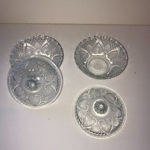 2 KIG Malaysia Hearts and Roses Fleur-de-lis Lidded Candy Nut Potpourri Dish Vin